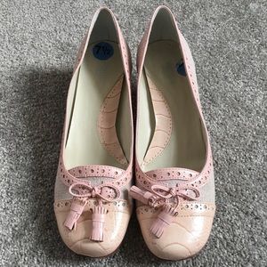 PRETTY BLUSH TASSELED SHOES WITH LOW HEELS